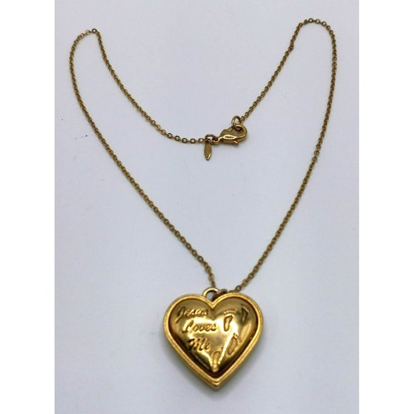 Vintage Avon It Was Then That I‎ Carried You Heart Pendent Gold Tone Necklace - Picture 1 of 4